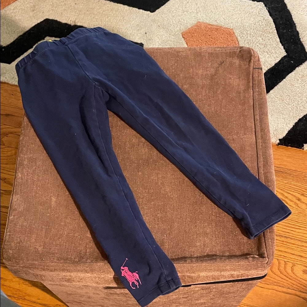 Polo Ralph Lauren Navy Toddler Leggings with Pink Polo Logo